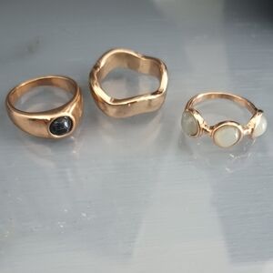 Forever 21 Gold and Black Ring Trio